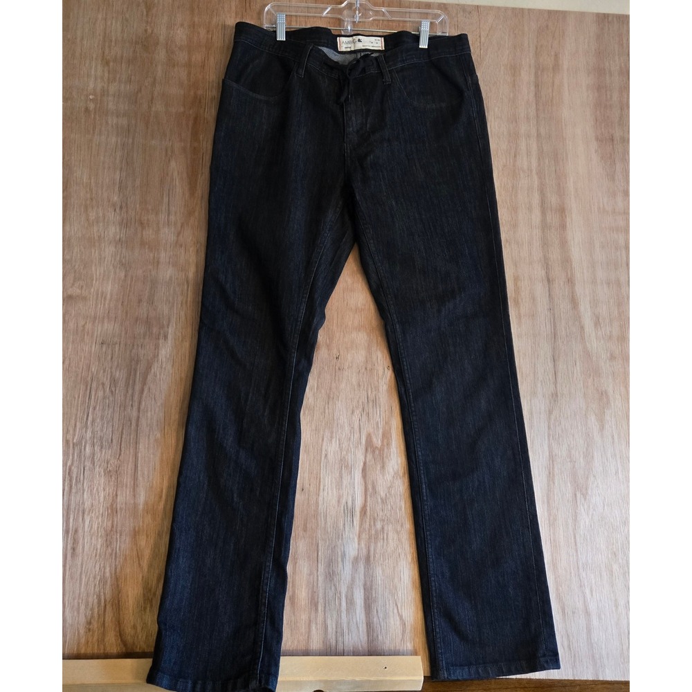 Ambig Gripper Fit Mens Jeans 38x34 Dark Wash Black Drawstring Waist Denim Pants